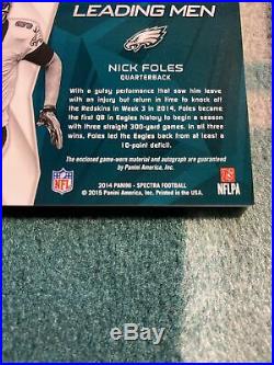 03/15 Nick Foles Auto Spectra Blue Prizm Eagles Game Used Patch Autograph Bears