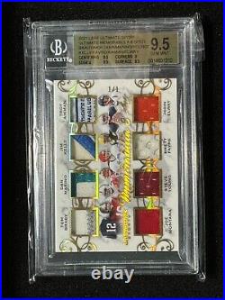 #1/1 Gold 2021 Leaf Ultimate Tom Brady Joe Montana NFL Shield GU Patch BGS 9.5