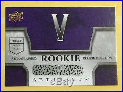 18-19 Artifacts Rookie Purple Dual Patch Auto Redemption V #/10 Evan Bouchard RC