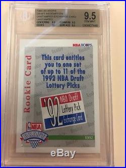 1992-93 Hoops Draft Redemption Lottery Exchange card Unredeemed BGS 9.5 with 10