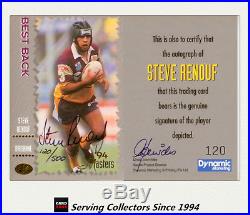 1994 Dynamic Rugby League Steve Renouf SIGNATURE+CERTIFICATE(Without Redemption)