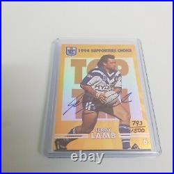 1994 Dynamic Rugby Signature Redemption Cards Signed Terry Lamb Mel Meninga RARE