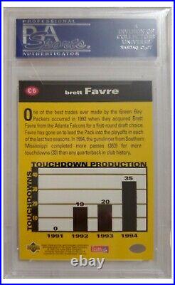 1995 Collectors Choice Brett Favre CRASH THE GAME SILVER card #C6 graded PSA 10