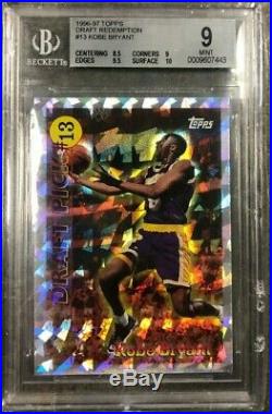 1996 Kobe Bryant Topps Draft Redemption #dp13 Rookie (rc) Bgs 9 Lakers Hof