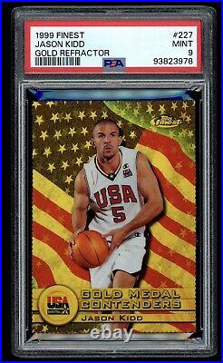 1999 Topps Finest #227 USA Jason Kidd Die Cut Gold Refractor /100 PSA 9 Pop 1