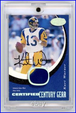 2000 Leaf Certified Century Gear Kurt Warner Game Used Prime Patch Auto 21/21