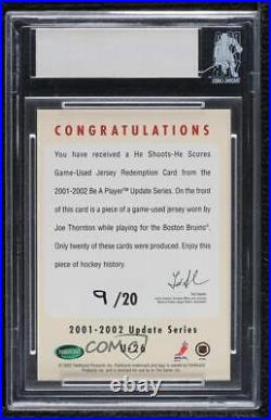 2001 ITG Be A Player Update He Shoots Scores Jersey Redemptions /20 Joe Thornton