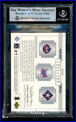 2001 UD Pros & Prospects Then Now Nolan Ryan Triple Game Used Jersey BGS 9 Mint