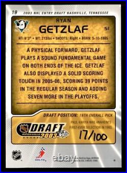 2003-04 BAP Memorabilia Draft Redemptions #19 Ryan Getzlaf/59 Anaheim Ducks