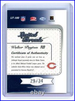 2003 Donruss Leaf Limited Threads Walter Payton Dual Game Used Jersey /34 HOF