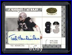 2003 Leaf Certified Materials Fabric Game Ted Hendricks Game Used Patch Auto /83