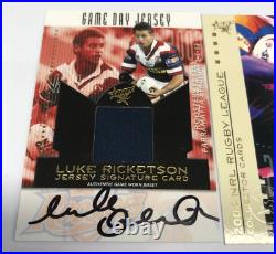2003 Select NRL XL Card Game Worn Jersey Signature Redemption JC3 Luke Ricketson