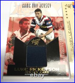 2003 Select NRL XL Card Series Game Worn Guernsey Redemption JC3 Luke Ricketson