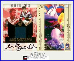 2003 Select NRL XL Game Won Signature Redemption JCS3 Luke Ricketson-Roosters