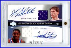 2005 Trilogy John Stockton Isiah Thomas Dual Game Used Jersey On Card Auto 10/10