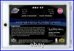 2005 Trilogy John Stockton Isiah Thomas Dual Game Used Jersey On Card Auto 10/10