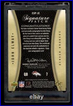 2005 Upper Deck Exquisite Signature Patch John Elway Game Used Patch Auto /10