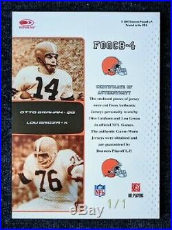 2007 Certified Lou Groza Otto Graham 2x Game Worn Jersey Patch HOF Legends #1/1