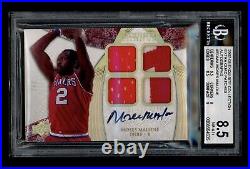 2007 Exquisite Extra Moses Malone GU Quad Patch Auto Jersey # 2/3 BGS 8.5/10 HOF