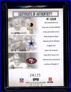 2007 National Treasures Trios Jurgensen Staubach Montana Triple GU Jersey /25