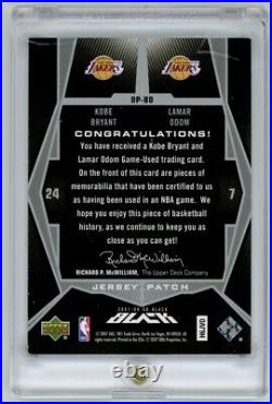 2007 UD Black Kobe Bryant Lamar Odom Dual Quad Game Used Jersey Patch 23/25 HOF