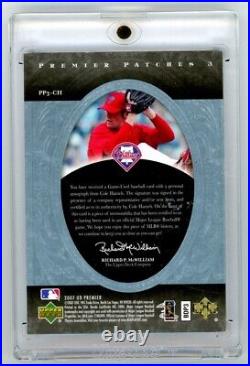 2007 Upper Deck UD Premier Patches Cols Hamels Game Used Triple Patch Auto /15