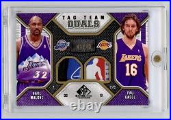 2009 SP Game Used Tag Team Karl Malone Pau Gasol Game Used Logoman Patch 1/10