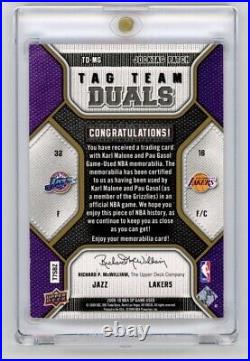 2009 SP Game Used Tag Team Karl Malone Pau Gasol Game Used Logoman Patch 1/10