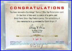 2009 Sportkings Box Topper 1/1 Game-used Brett Favre Memorabilia! Bgs 9