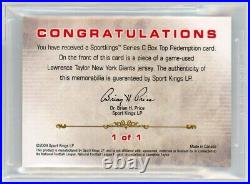 2009 Sportkings Box Topper 1/1 Game-used Lawrence Taylor Memorabilia! Bgs 9