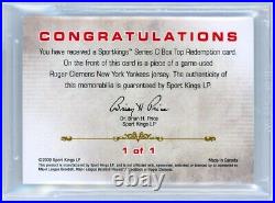 2009 Sportkings Box Topper 1/1 Game-used Roger Clemens Memorabilia! Bgs 9.5