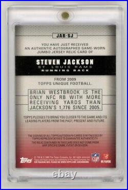 2009 Topps Unique Steven Jackson Game Used Jumbo Patch Autograph Auto /10 Rams