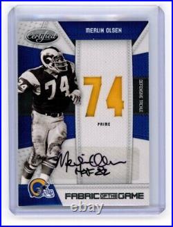 2010 Certified Fabric of Game Merlin Olsen Game Used Prime Patch Auto /10 HOF