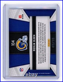 2010 Certified Fabric of Game Merlin Olsen Game Used Prime Patch Auto /10 HOF