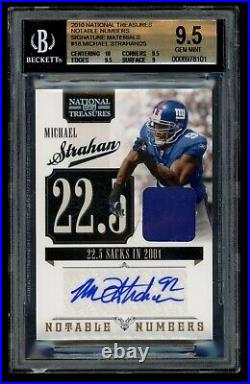 2010 National Treasures Michael Strahan Game Used Jersey Auto /25 BGS 9.5/10