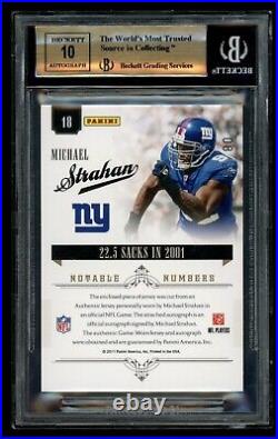 2010 National Treasures Michael Strahan Game Used Jersey Auto /25 BGS 9.5/10