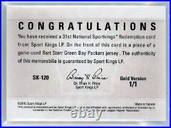 2010 Sportkings 31st National #sk120 Gold 1/1 Bart Starr Memorabilia Bgs 9.5