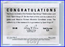 2010 Sportkings National #sk8 Gold 1/1 Maurice Richard Jersey Relic! Bgs 8.5