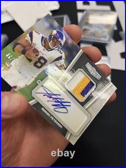 2010 Topps Unrivaled Adrian Peterson Game Used 3 COLOR Auto Patch /50 VIKINGS