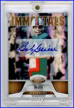 2011 Panini Certified Immortals Bob Griese Game Used Patch Auto Gold SP /25 HOF