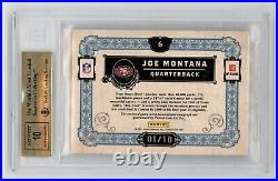 2011 Panini Gold Standard Hall Joe Montana Game Used Jersey Auto 1/10 BGS 9.5/10