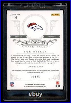 2012-13 National Treasures Century Von Miller Game Used Jersey Auto Holo /25