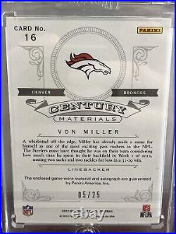 2012-13 National Treasures Century Von Miller Game Used Jersey Auto Holo /25