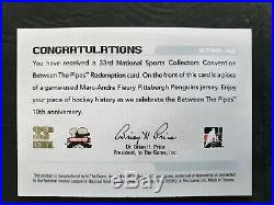 2012 Between the Pipes Redemption Game Used BTPR-42 Marc-Andre Fleury #ed/10