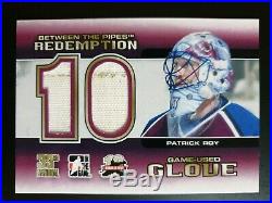 2012 Between the Pipes Redemption Game Used Glove BTPR-53 Patrick Roy #ed/10