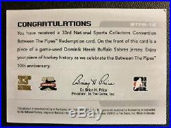 2012 Between the Pipes Redemption Game Used Jersey BTPR-16 Dominik Hasek #ed/10
