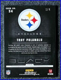 2012 Black Troy Polamalu Game-Worn Reebok Logo Tag Patch Legend #1/4 Steelers