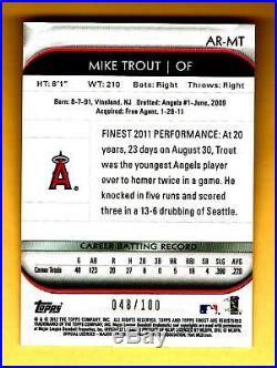 2012 Finest Rookie Mystery Exchange #3 Mike Trout Auto #48/100 + Redemption Card