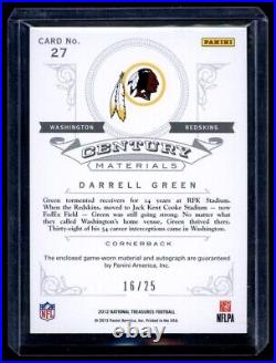 2012 National Treasures Century Legends Darrell Green Game Used Jersey Auto /25