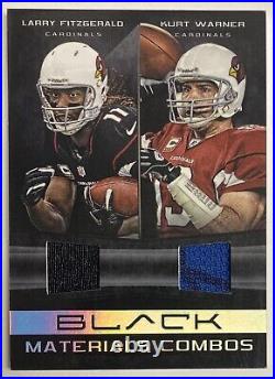 2012 Panini Black Event & Game Worn Dual Patch Kurt Warner Larry Fitzgerald #/50